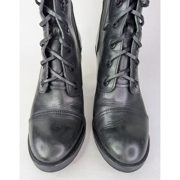 Tory Burch Broome Black Leather Lace-Up Combat Moto Boots Size 8.5M - Picture 6 of 13